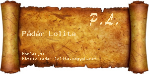 Pádár Lolita névjegykártya
